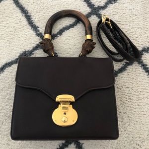 Anya Hindmarch Brown Leather Carved Fox Handle Bag